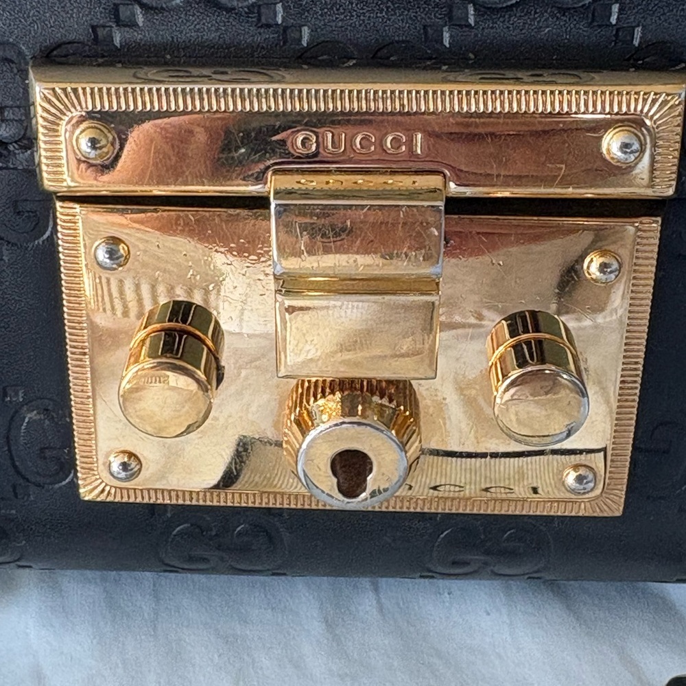 Gucci black microguccissima padlock chain two way bag size medium - Picture 10 of 15